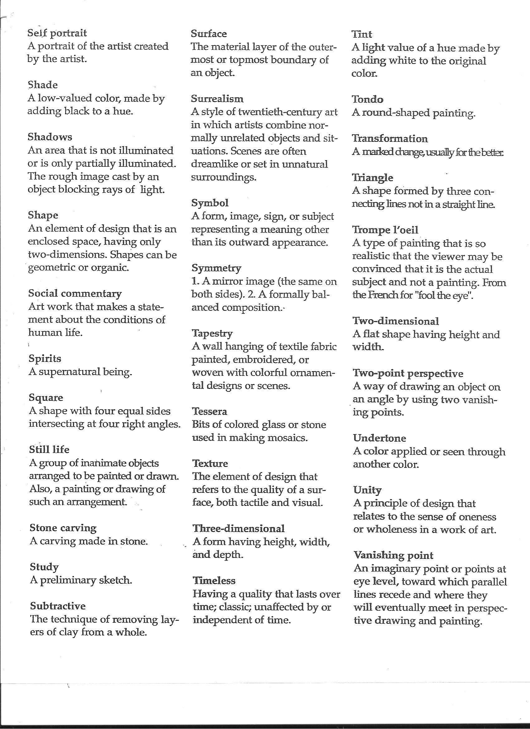 Glossary of Art Terminology - FAVE